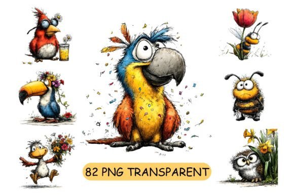 82 Whimsical Funny Animals PNG Clipart: Creative Solutions for Crafters and Designers