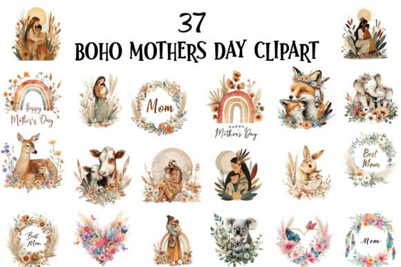 Boho Mother’s Day Clipart: Elevating Creative Projects with Heartfelt Imagery