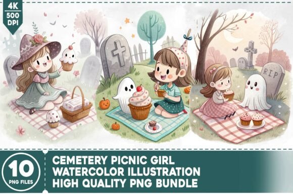 Cemetery Picnic Girl PNG Bundle: A Versatile Creative Asset for Commercial and Personal Use