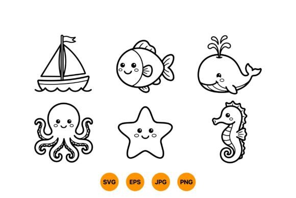 Cute Sea Animals Clipart for Creative Design Projects