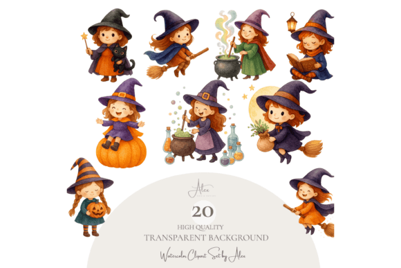 Cute Witch Clipart Set: A Must-Have for Halloween-Inspired Designs