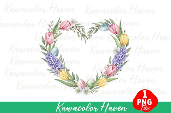 Easter Flowers Heart Shaped Wreath PNG: A Versatile Design Asset