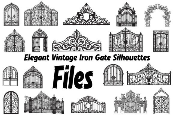 Elegant Vintage Iron Gate Silhouette: A Timeless Design Asset for Modern Creators