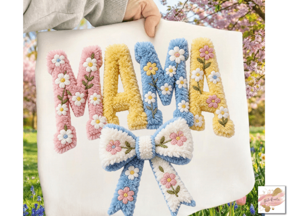Floral Mama Png Latch Hook Yarn Mama Png: Creative Design Assets for Modern Makers