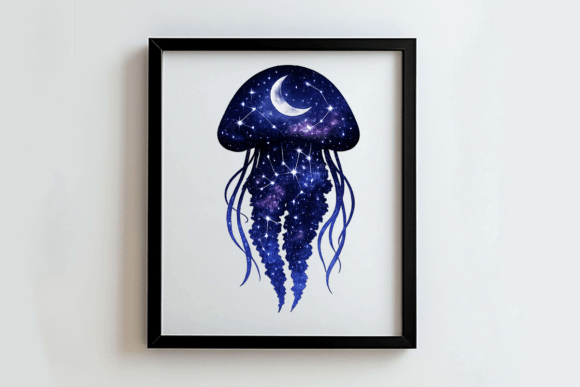 Galaxy Moon Star Jellyfish P G: Cosmic Ocean Art