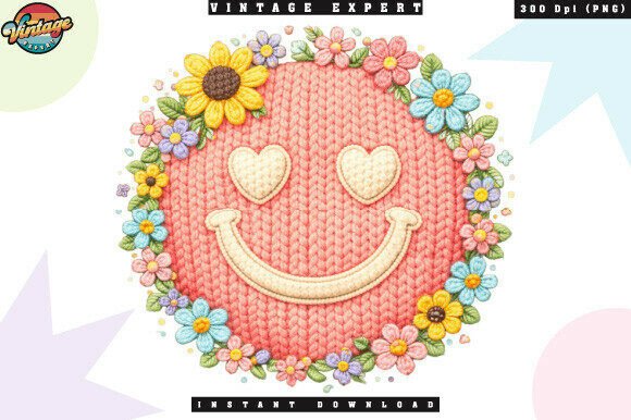 How the Pastel Floral Smiley Crochet Yarn PNG Can Brighten Your Creative Projects