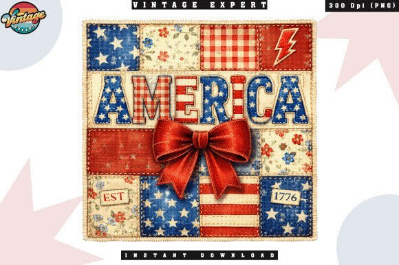 Independence Day America Patchwork PNG: A Versatile Design Asset for Patriotic Projects
