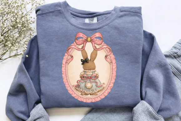 Preppy Easter Bunny PNG, Vintage Coquette: A Timeless Design for Spring Projects