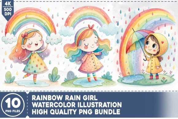 Rainbow Rain Girl PNG Bundle: A Practical Resource for Creative and Commercial Projects