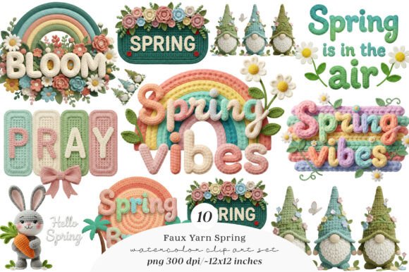 Spring PNG - Faux Yarn Spring Vibes: A Fresh Creative Resource for Modern Design Professionals
