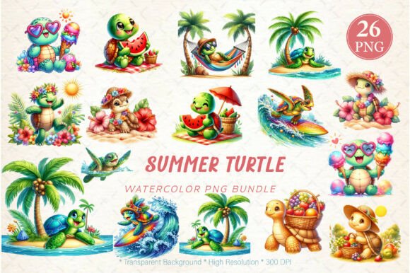 Summer Turtle Clipart: Creative Freedom for Modern Design Projects