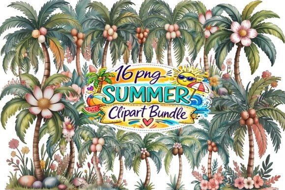 Tropical Palm Tree Clipart Bundle PNG: Creative Design Made Easy