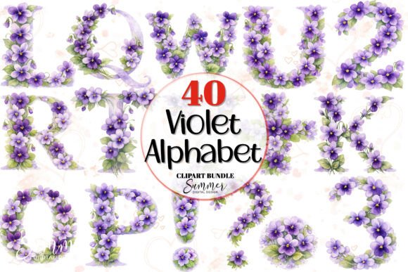 Violet February Birth Flower Alphabet: Creative Ways to Use This Beautiful Digital Design Collection