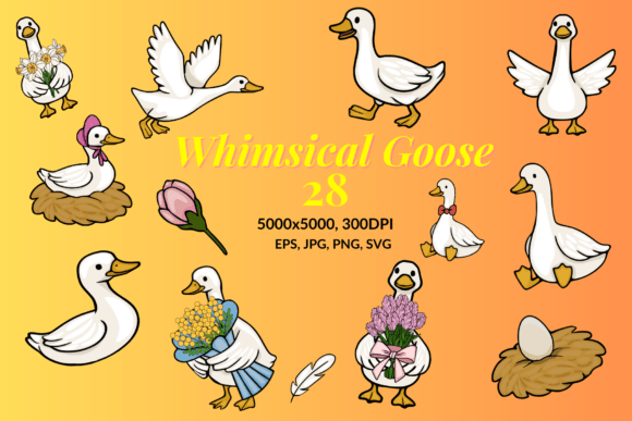Whimsical Goose Clipart Collection: Adding Rustic Charm to Creative Projects