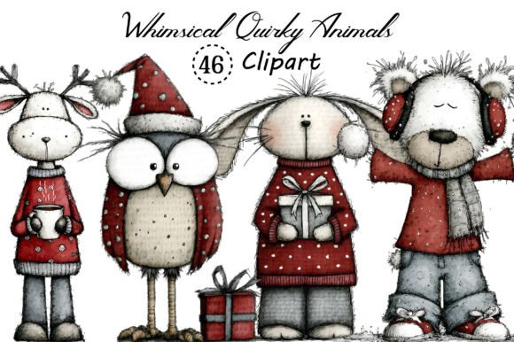 Whimsical Quirky Animals Clipart Bundle: A Creative Resource for Diverse Design Projects