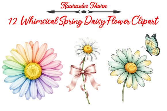 Whimsical Spring Daisy Flower Clipart: A Versatile Design Resource for Creative Projects