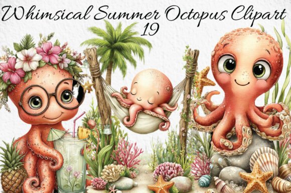 Whimsical Summer Octopus Clipart